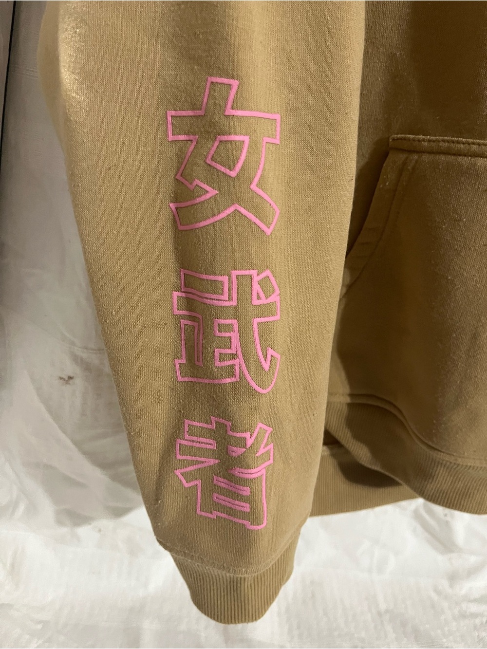 Khaki Hoodie with Pink Floral Kanji Graphic - Women Other - Picture 3 of 7